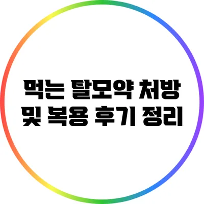 먹는 탈모약 처방 및 복용 후기 정리
