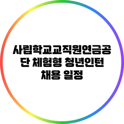 사립학교교직원연금공단 체험형 청년인턴 채용 일정