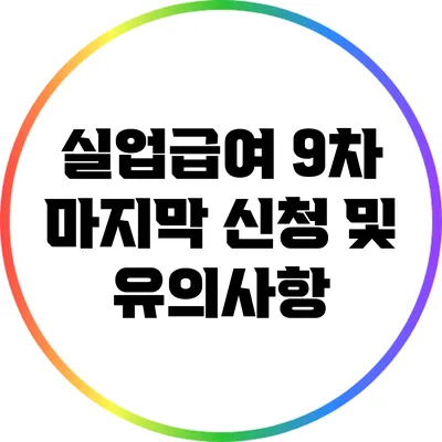 실업급여 9차: 마지막 신청 및 유의사항