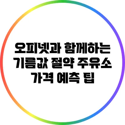 오피넷과 함께하는 기름값 절약: 주유소 가격 예측 팁
