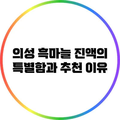 의성 흑마늘 진액의 특별함과 추천 이유