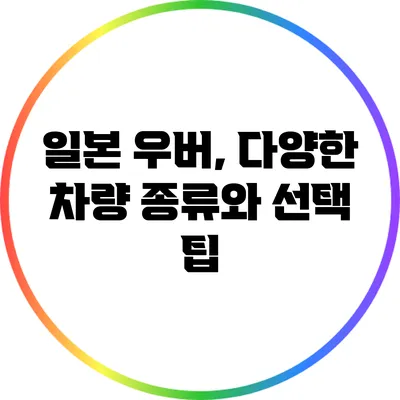 일본 우버, 다양한 차량 종류와 선택 팁