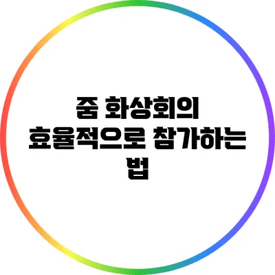 줌 화상회의 효율적으로 참가하는 법