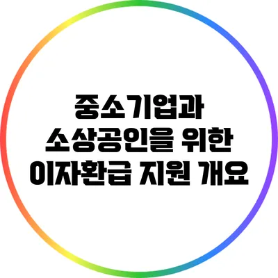 중소기업과 소상공인을 위한 이자환급 지원 개요