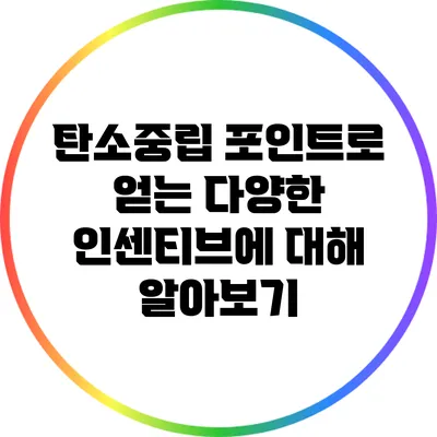 탄소중립 포인트로 얻는 다양한 인센티브에 대해 알아보기