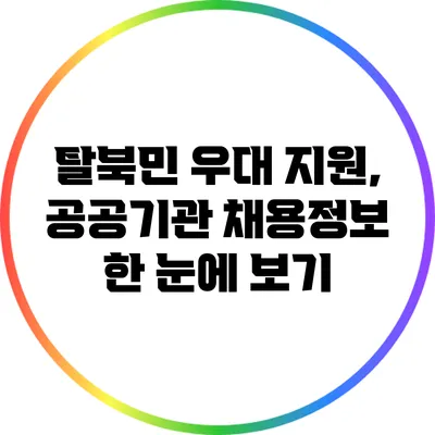 탈북민 우대 지원, 공공기관 채용정보 한 눈에 보기