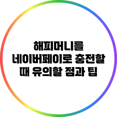 해피머니를 네이버페이로 충전할 때 유의할 점과 팁