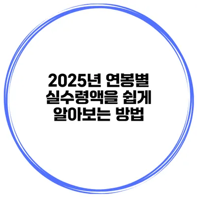 2025년 연봉별 실수령액을 쉽게 알아보는 방법