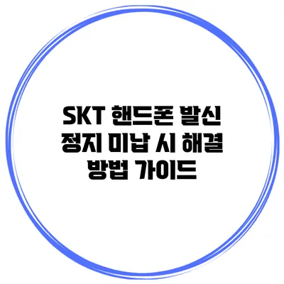 SKT 핸드폰 발신 정지 미납 시 해결 방법 가이드