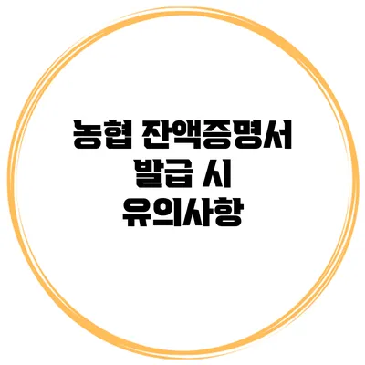 농협 잔액증명서 발급 시 유의사항