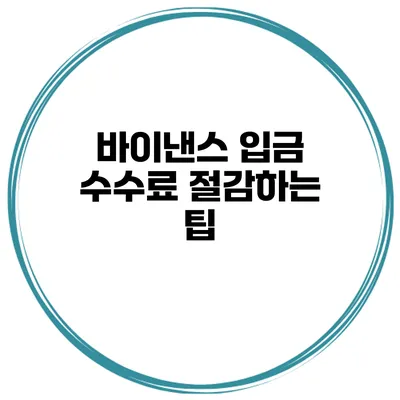 바이낸스 입금 수수료 절감하는 팁