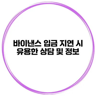 바이낸스 입금 지연 시 유용한 상담 및 정보