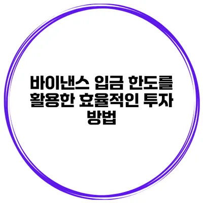 바이낸스 입금 한도를 활용한 효율적인 투자 방법