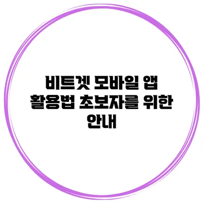 비트겟 모바일 앱 활용법 초보자를 위한 안내