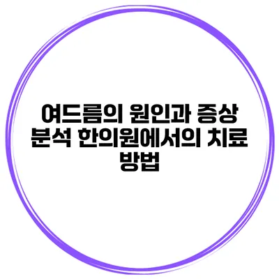 여드름의 원인과 증상 분석 한의원에서의 치료 방법