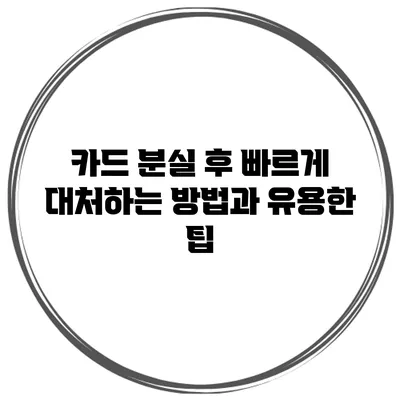 카드 분실 후 빠르게 대처하는 방법과 유용한 팁
