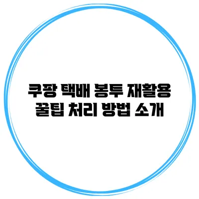 쿠팡 택배 봉투 재활용 꿀팁 처리 방법 소개
