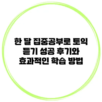 한 달 집중공부로 토익 듣기 성공 후기와 효과적인 학습 방법