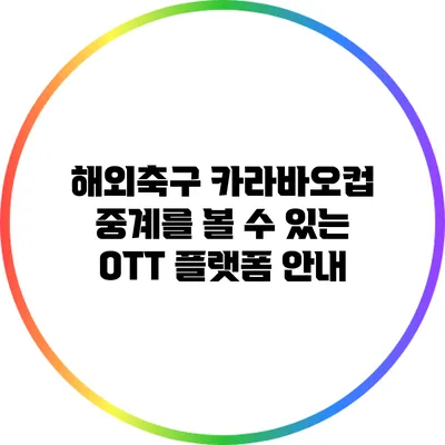 해외축구 카라바오컵 중계를 볼 수 있는 OTT 플랫폼 안내